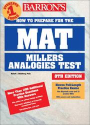 Cover of: Barron's how to prepare for the MAT, Miller analogies test by Robert J. Sternberg