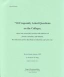 Cover of: 30 Frequently Asked Questions on the Colleges: Special Report