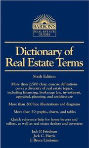 Cover of: Dictionary of Real Estate Terms by Jack P. Friedman, Jack C. Harris, J. Bruce Lindeman