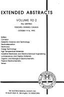 Cover of: Extended Abstracts of the Electrochemical Society Fall Meeting, Toronto, Ontario, Canada, Oct. 11-16, 1992 (Extended Abstracts of the Electrochemical Society Fall Meeti)