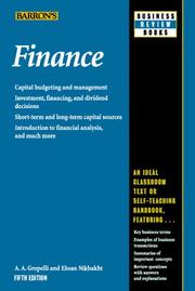 Cover of: Finance by Angelico A. Groppelli