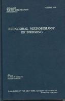 Cover of: Behavioral Neurobiology Of Bird Song (Annals of the New York Academy of Sciences) by 