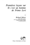 Cover of: Si c'est un homme de Primo Levi : Premières leçons