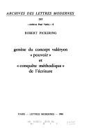 Cover of: Genèse du concept valéryen "pouvoir" et "conquête méthodique" de l'écriture