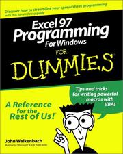 Cover of: Excel 97 programming for Windows for dummies by John Walkenbach