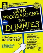 Cover of: Java programming for dummies by Donald J. Koosis