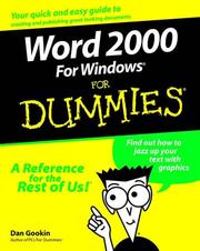 Cover of: Word 2000 for Windows for dummies by Dan Gookin
