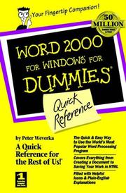 Cover of: Word 2000 for Windows for dummies. by Peter Weverka