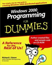 Cover of: Windows 2000 Programming for Dummies by Richard J. Simon