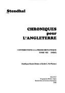 Stendhal's English-Speaking Journalism / Stendhal Chroniques Pour L'Angleterre by ELLUG