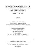 Cover of: Prosopographia Imperii Romani saec. I. II. III..