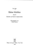 Cover of: Kleine Schriften: Scholastik Und Mystik Im Spaemittelalter