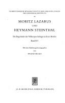 Cover of: Moritz Lazarus Und Heymann Steinthal: Die Begrunder Der Volkerpsychologie in Ihren Briefen, Part II