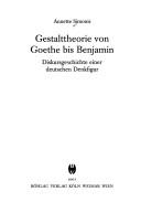 Cover of: Gestalttheorie von Goethe bis Benjamin