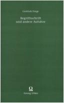Cover of: Begriffsschrift Und Andere by Gottlob Frege