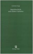 Cover of: Begriffsschrift Und Andere