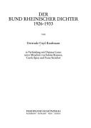 Der Bund Rheinischer Dichter, 1926-1933 by Gertrude Cepl-Kaufmann