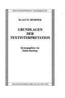 Cover of: Grundlagen der Textinterpretation