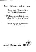 Cover of: Dissertatio philosophica de orbitis planetarum =: Philosophische Erörterung über die Planetenbahnen