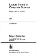 Cover of: Pattern Recognition by Josef Kittler, Josef Kittler