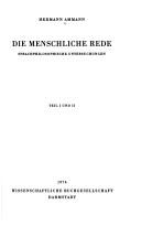 Cover of: Die menschliche Rede by Hermann Ammann, Hermann Ammann