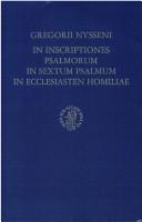 Cover of: In Inscriptiones Psalmorum - In Sextum Psalmum by Gregorius Nyssenus