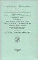 Altkleinasiatische Sprachen by J. Friedrich, E. Reiner, A. Kammenhuber, G. Neumann, A. Heubeck