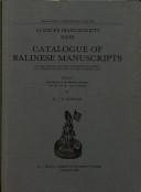 Cover of: Catalogue of Balinese Manuscripts in the Library of the University of Leiden and Other Collections in the Netherlands: Reproductions of the Balinese Drawings ... Drawings from the Van Der Tuuk Collection