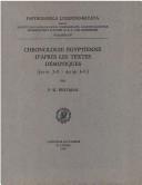 Cover of: Chronologie Egyptienne D'Apres Les Textes Demotiques (Papyrologica Lugduno-Batava)