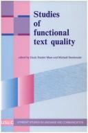 Studies of functional text quality by MichaëL Steehouder., Henk PANDER MAAT