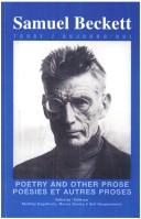 Cover of: Poetry and Other Prose/Poésies et Autres Proses. (Samuel Beckett Today/Aujourd'hui)