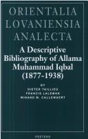 Cover of: Descriptive Bibliography of Allama Muhammad Iqbal (1877-1938) (Orientalia Lovaniensia Analecta, 94)