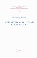 Cover of: prosodie des circonstants en français parlé