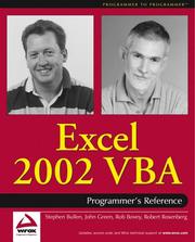Cover of: Excel 2002 VBA by Rob Bovey, Stephen Bullen, John Green, Robert Rosenberg