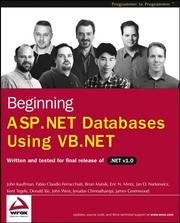 Cover of: Beginning ASP.NET Databases Using VB.NET