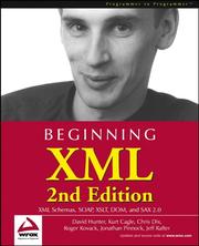 Cover of: Beginning XML, Second Edition by David Hunter, Kurt Cagle, Chris Dix, Roger Kovack, Jonathan Pinnock, Jeff Rafter