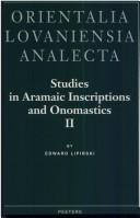 Cover of: Studies in Aramaic inscriptions and onomastics by Lipiński, Edward.