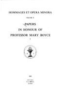 Cover of: Papers in honour of professor Mary Boyce. | 