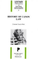 History of Canon Law by Van de Wiel C.