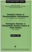 Electrogenic Reactions in Photosynthetic Reactions Centres of Purple Bacteria/Eucaryotic Features of Thermoacidophilic Archaebacteria