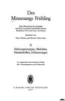 Cover of: Des Minnesangs Frühling, Bd.2, Editionsprinzipien, Melodien, Handschriften, Erläuterungen by Hugo Moser, Helmut. Tervooren