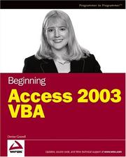 Cover of: Beginning Access 2003 VBA (Programmer to Programmer) by Denise M. Gosnell