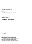 Cover of: University Research on European Integration, 1982-1987
