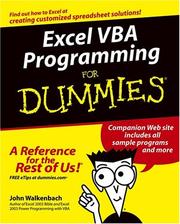 Cover of: Excel VBA Programming For Dummies (For Dummies (Computer/Tech)) by John Walkenbach