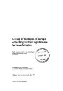 Cover of: Listing of Biotopes in Europe According to Their Significance for Invertebrates (Nature and Environment) | P. Koomen