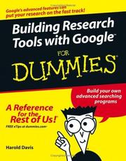 Cover of: Building research tools with Google for dummies by Harold Davis