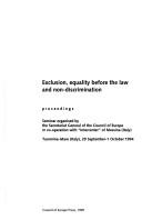 Cover of: Exclusion, equality before the law and non-discrimination | 