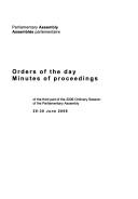 Cover of: Parliamentary Assembly, Orders of the Day/Minutes of Proceedings by Council of Europe.
