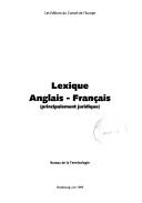 Front cover of Lexique anglais-français by Unknown
