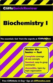 Cover of: Biochemistry I (Cliffs Quick Review)